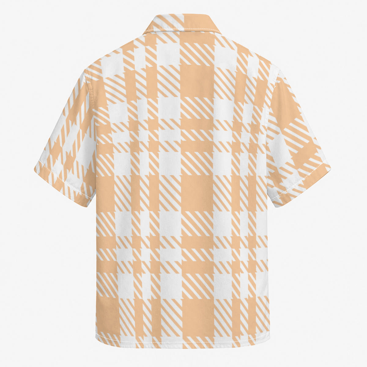 Orange Plaid Print Cotton Men's Hawaiian Shirt |115GSM Cotton poplin