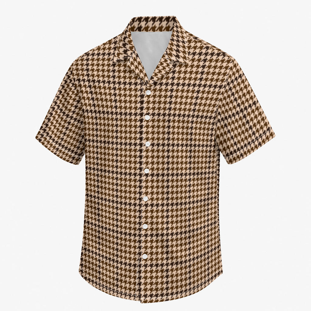 Sandstone Houndstooth Men's Hawaiian Shirt |115GSM Cotton poplin