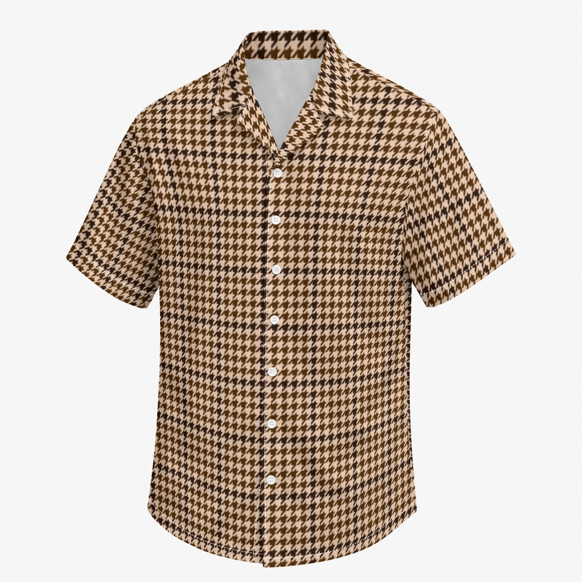 Sandstone Houndstooth Men's Hawaiian Shirt |115GSM Cotton poplin