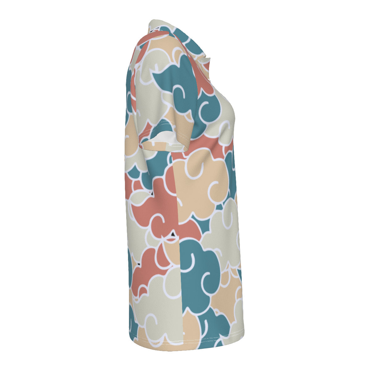 Multi-color Asian Clouds Print Women's UV Protection POLO Shirt-Earthtone