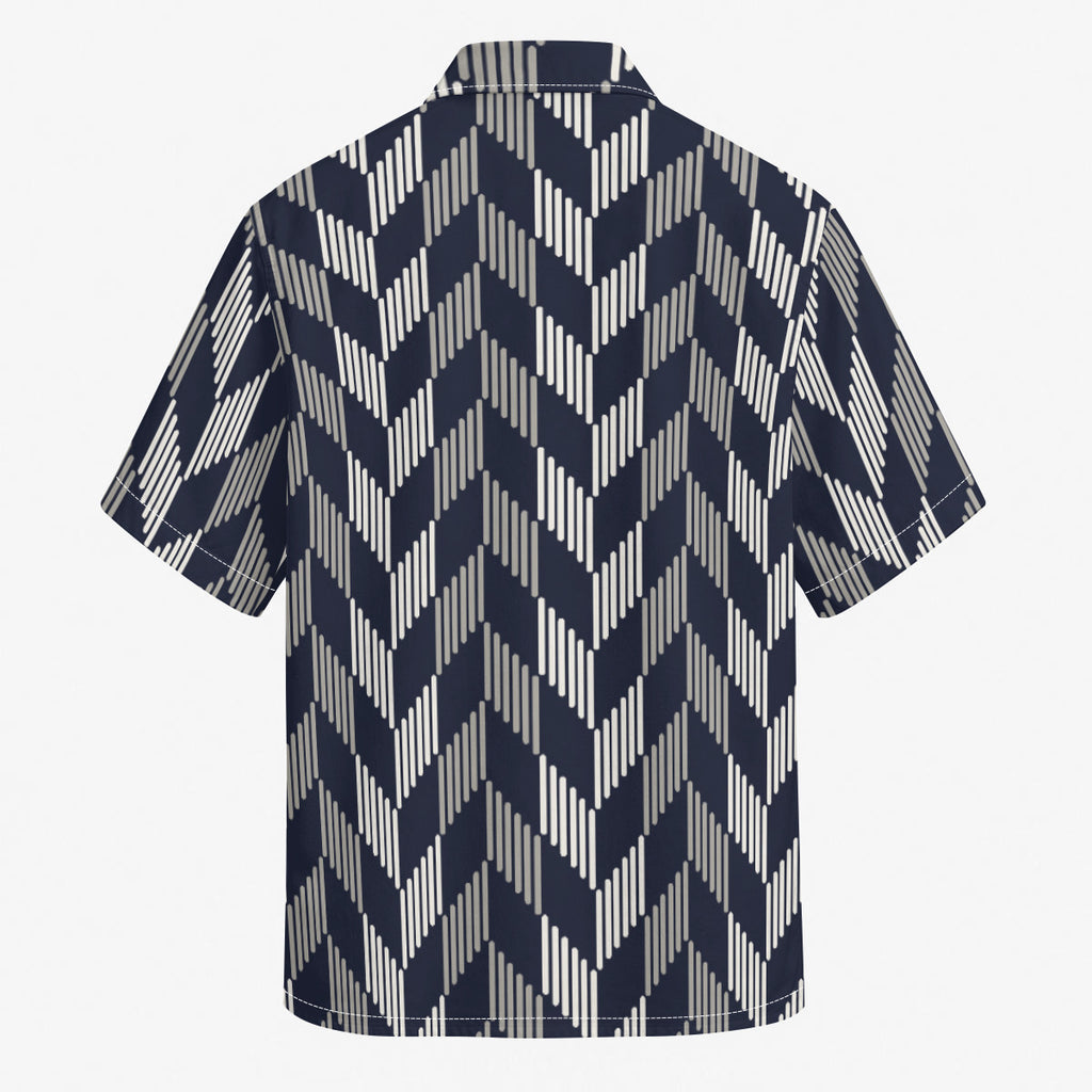 Black and Gray Feather Print Men's Hawaiian Shirt | 115GSM Cotton poplin