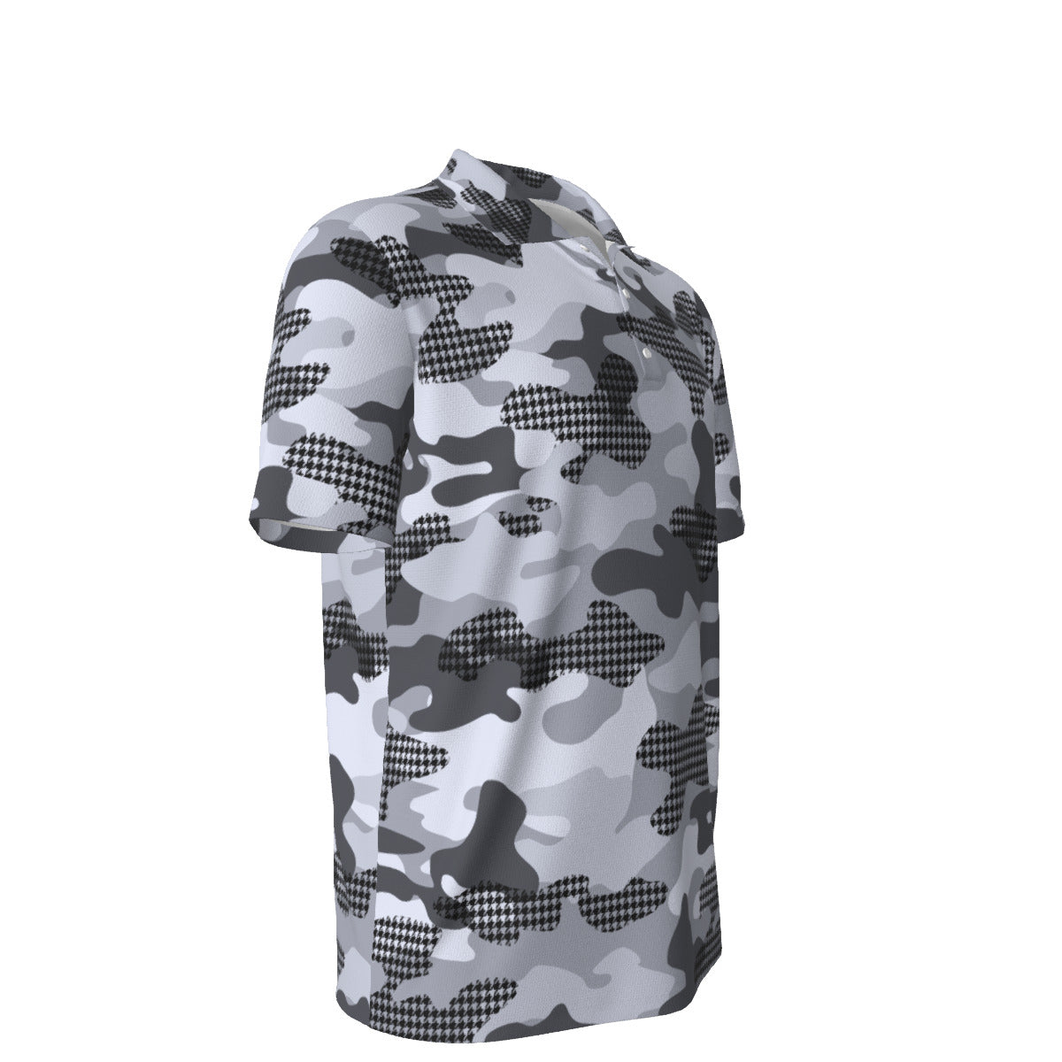 Black White and Grayscale Camouflage Men's UPF 50 POLO Shirt