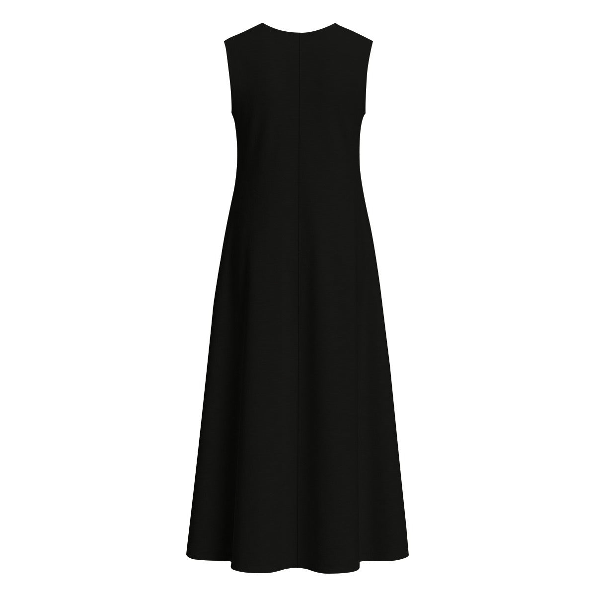 Black Women's Sleeveless 100% Cotton Dress With Gold Accents|125GSM Slub Cotton