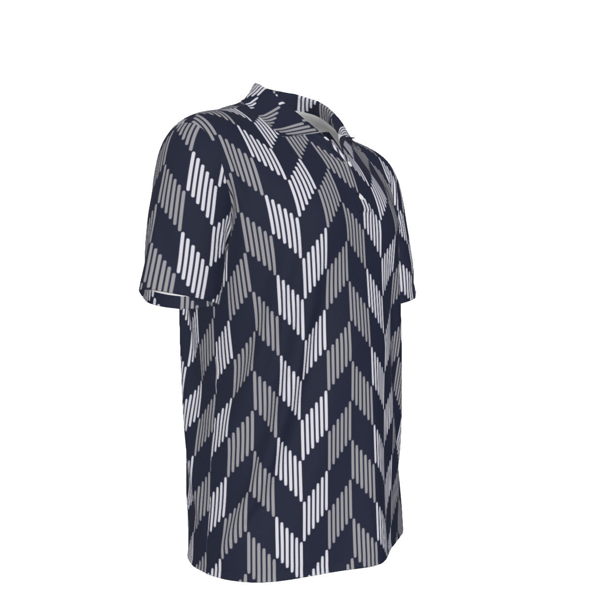Black and Gray Feathered Men's UV Protection POLO Shirt