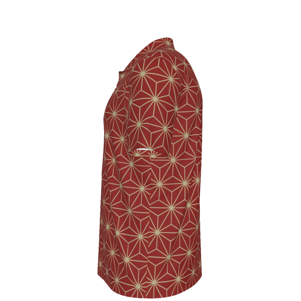 Red and Gold Geometric Design Men's UPF 50 POLO Shirt
