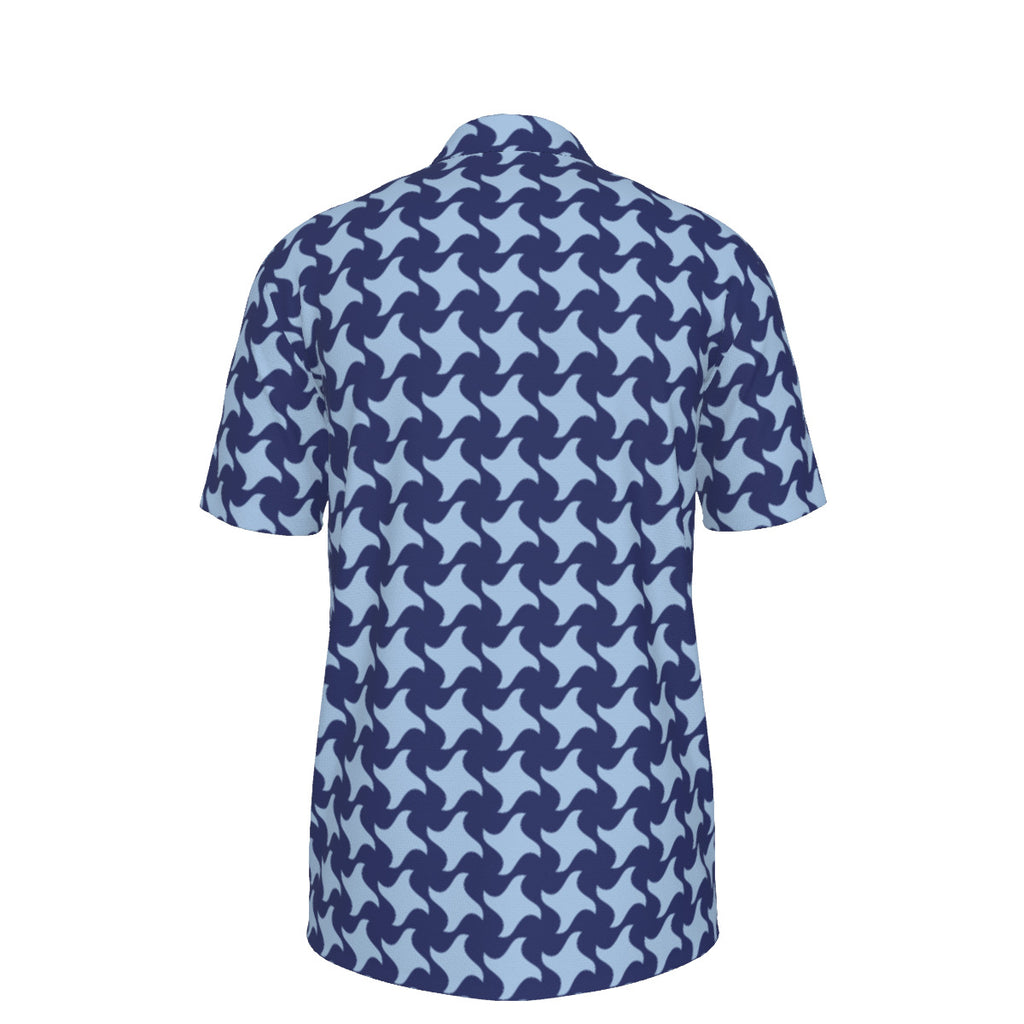 Blue on blue houndstooth Men's UV Protection POLO Shirt