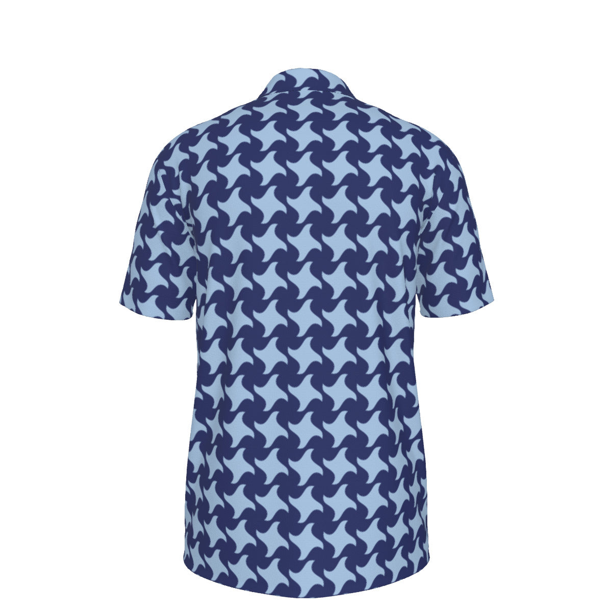 Blue on blue houndstooth Men's UV Protection POLO Shirt