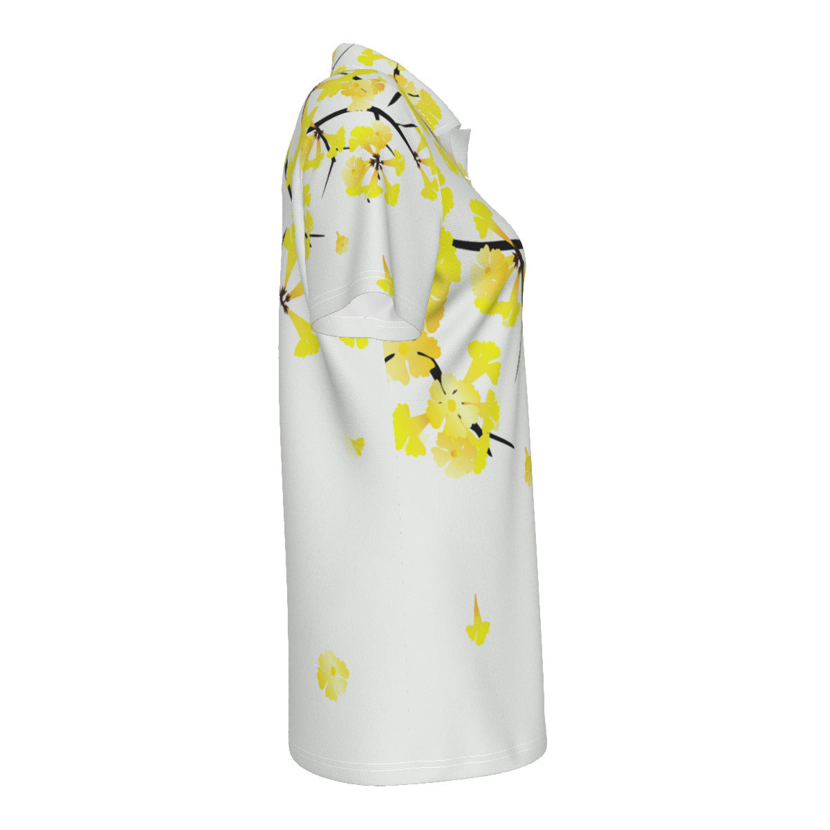 Yellow Trumpet Flower Print Women's UV Protection POLO Shirt