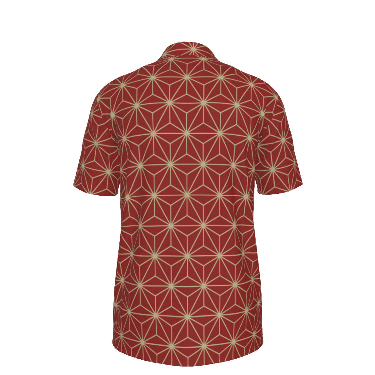 Red and Gold Geometric Design Men's UPF 50 POLO Shirt