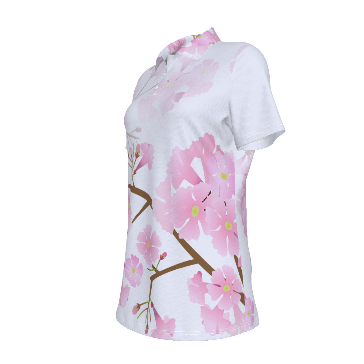 Pink Trumpet Flower Print Women's UV Protection POLO Shirt