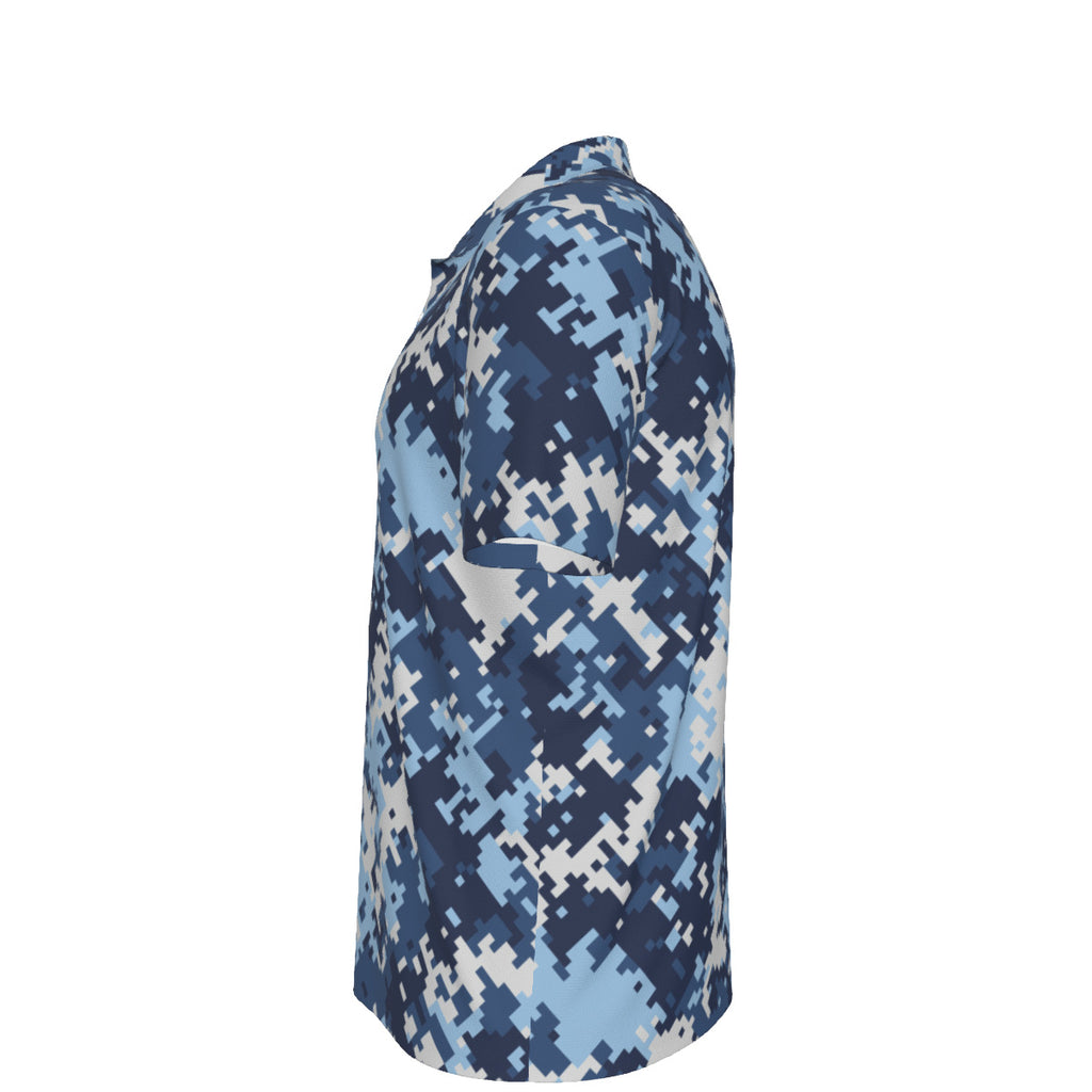 Blue Pixel Camouflage Men's UPF 50 POLO Shirt