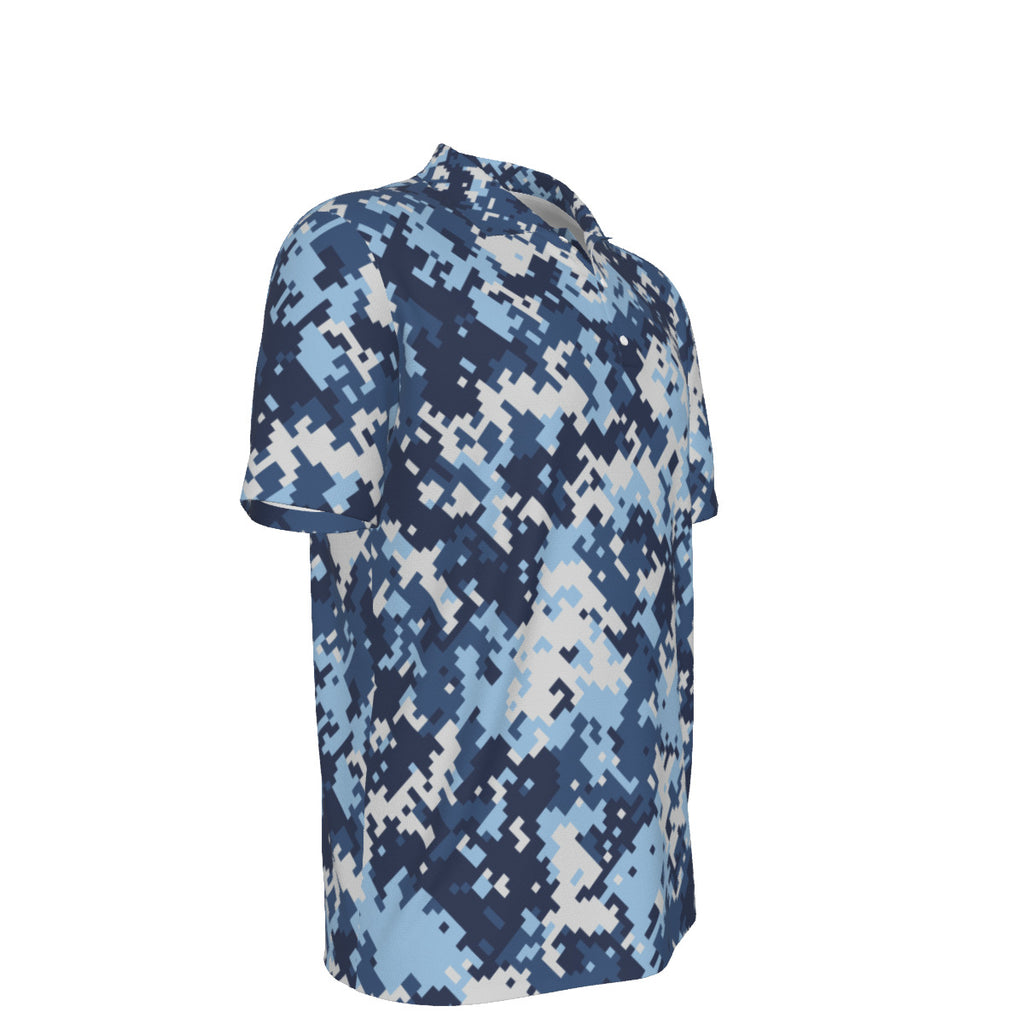 Blue Pixel Camouflage Men's UPF 50 POLO Shirt