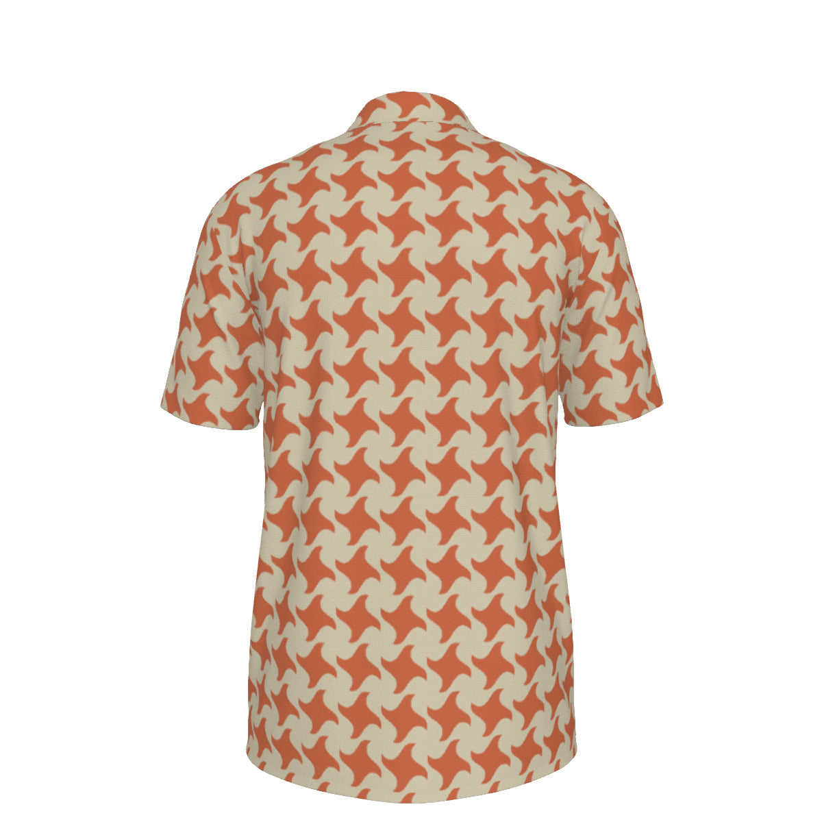 Orange Houndstooth UPF-50 Men's POLO Shirt