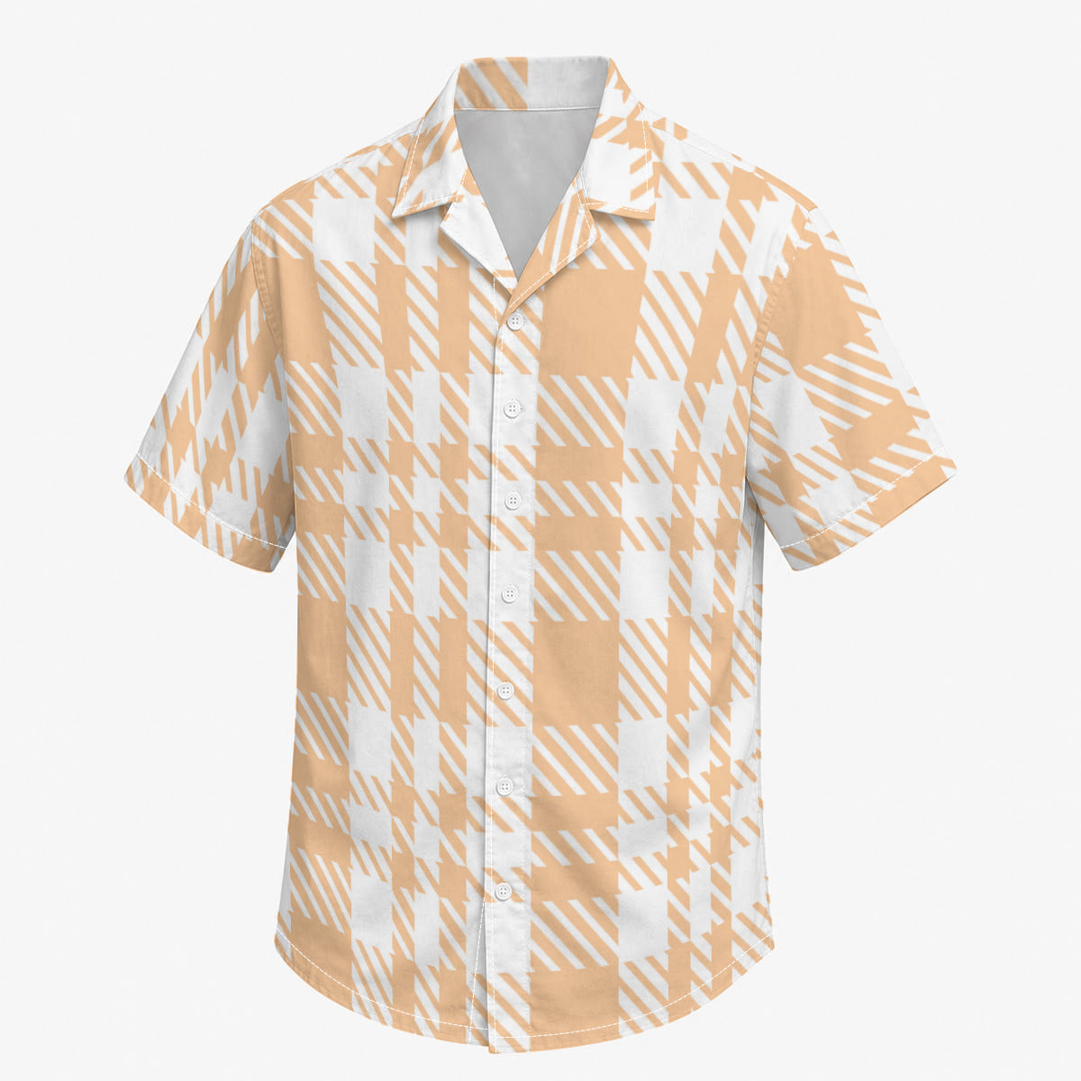 Orange Plaid Print Cotton Men's Hawaiian Shirt |115GSM Cotton poplin