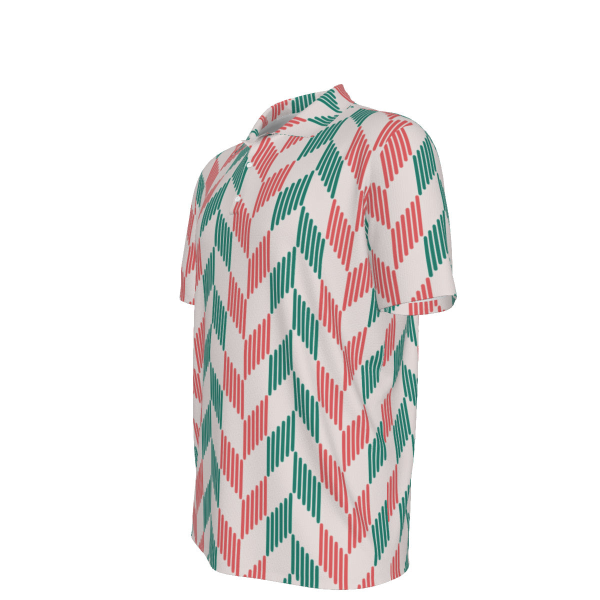 Red and Green Feather Print Men's UV Protection POLO Shirt