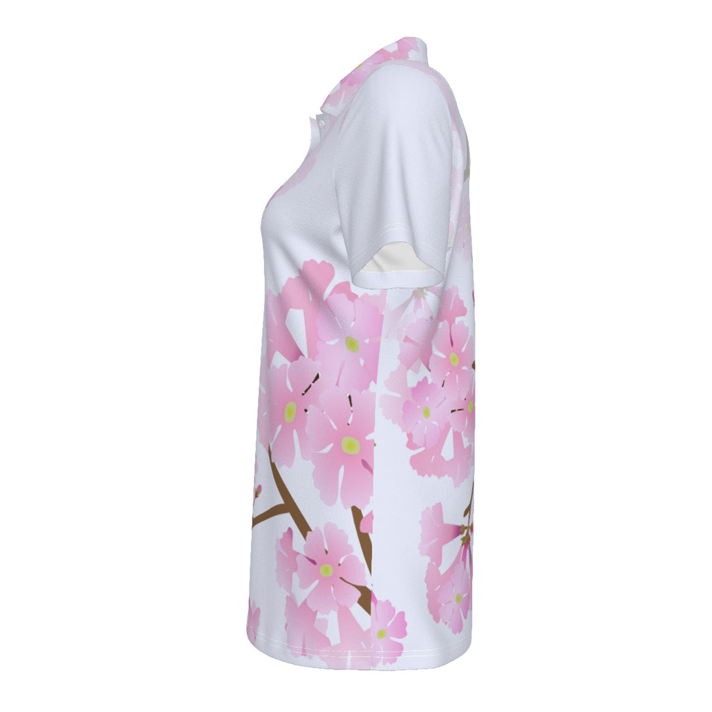 Pink Trumpet Flower Print Women's UV Protection POLO Shirt