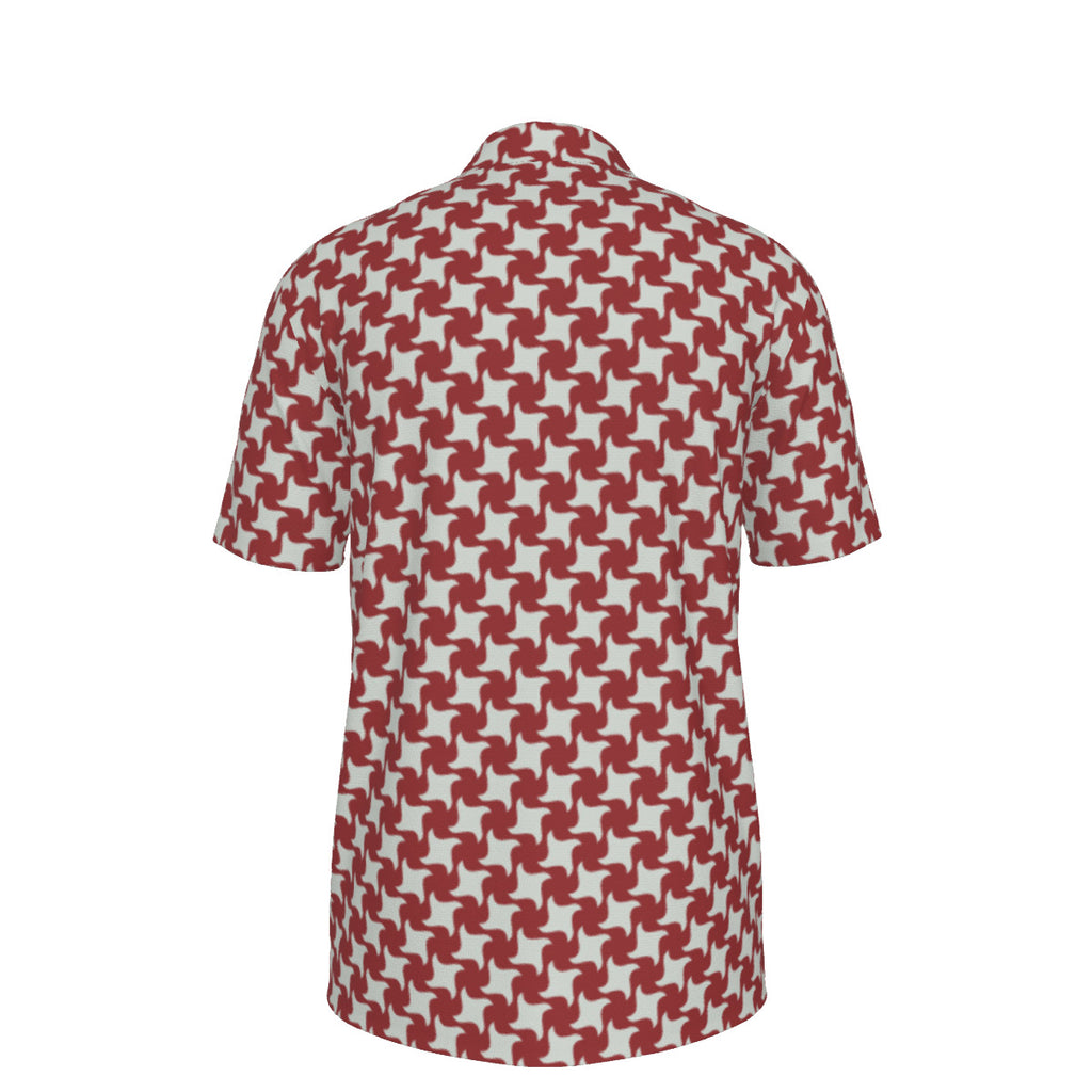 Red and Cream Houndstooth Men's UPF 50 POLO Shirt