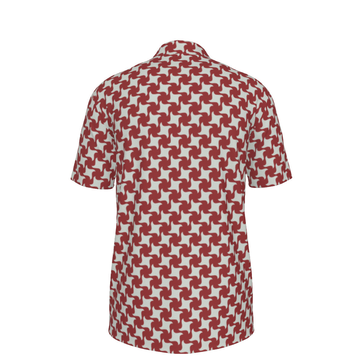 Red and Cream Houndstooth Men's UPF 50 POLO Shirt