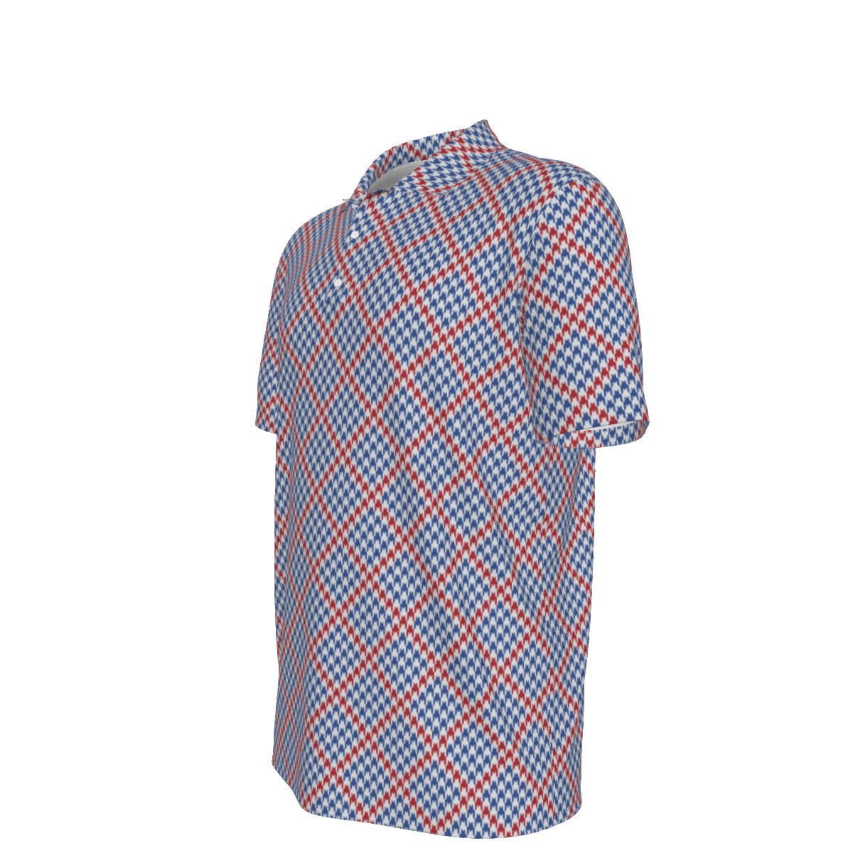 Blue and Orange Houndstooth Men's UV Protection POLO Shirt
