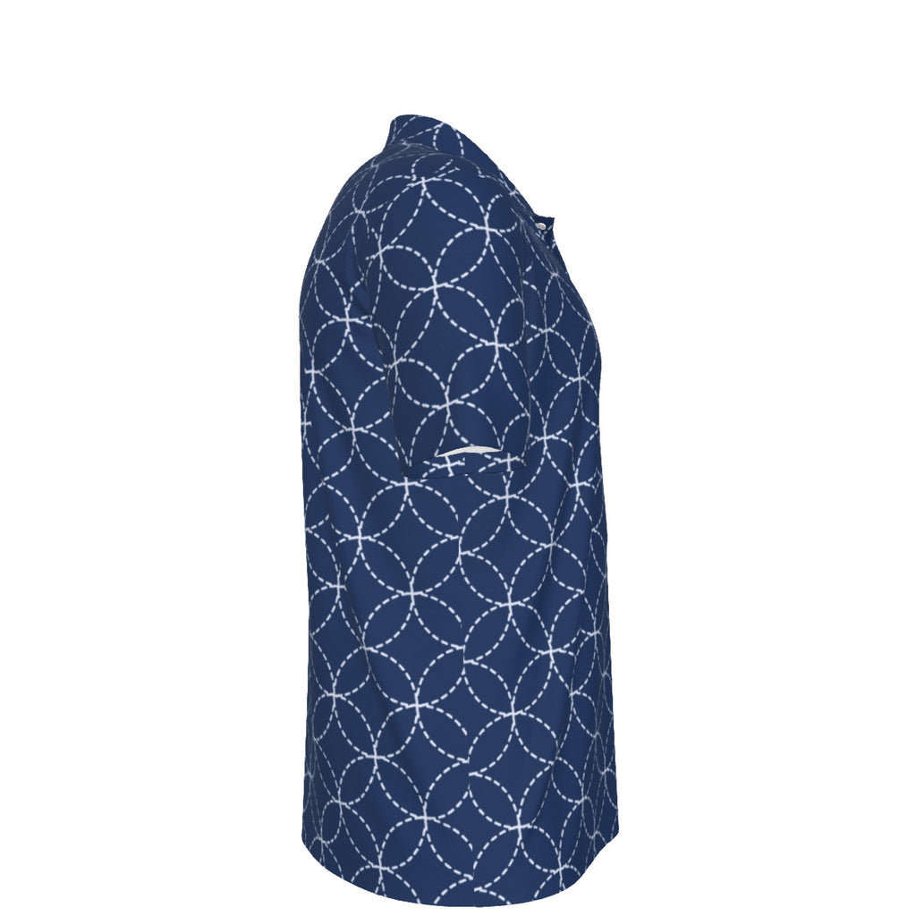 Blue Geometric Circles Men's UPF 50 POLO Shirt