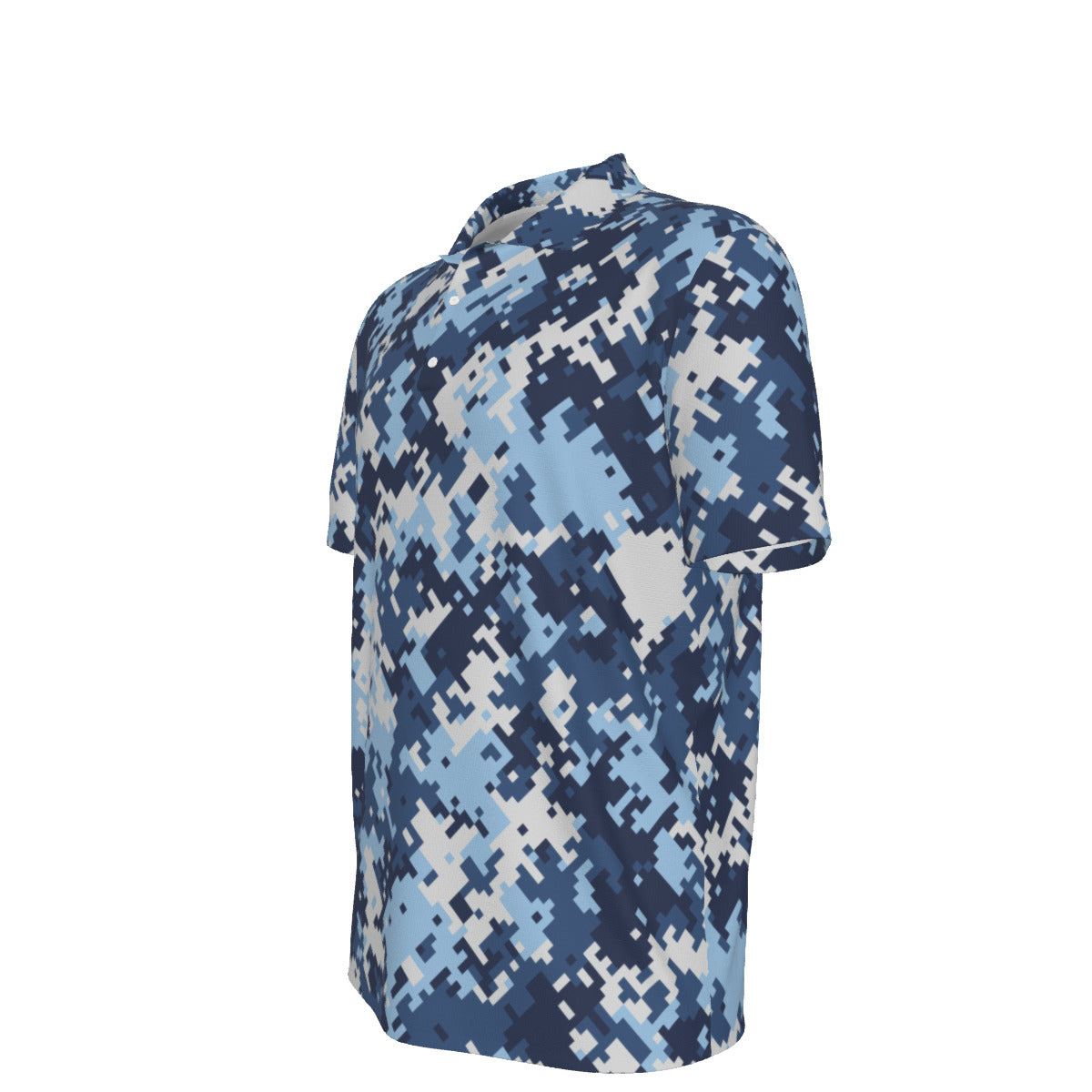 Blue Pixel Camouflage Men's UPF 50 POLO Shirt