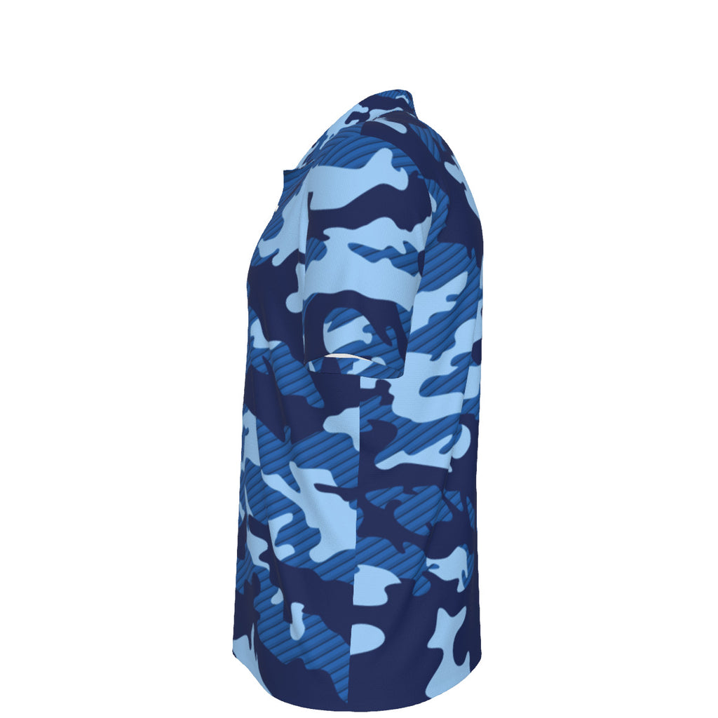 Blue on Blue Camouflage Men's UPF 50 POLO Shirt