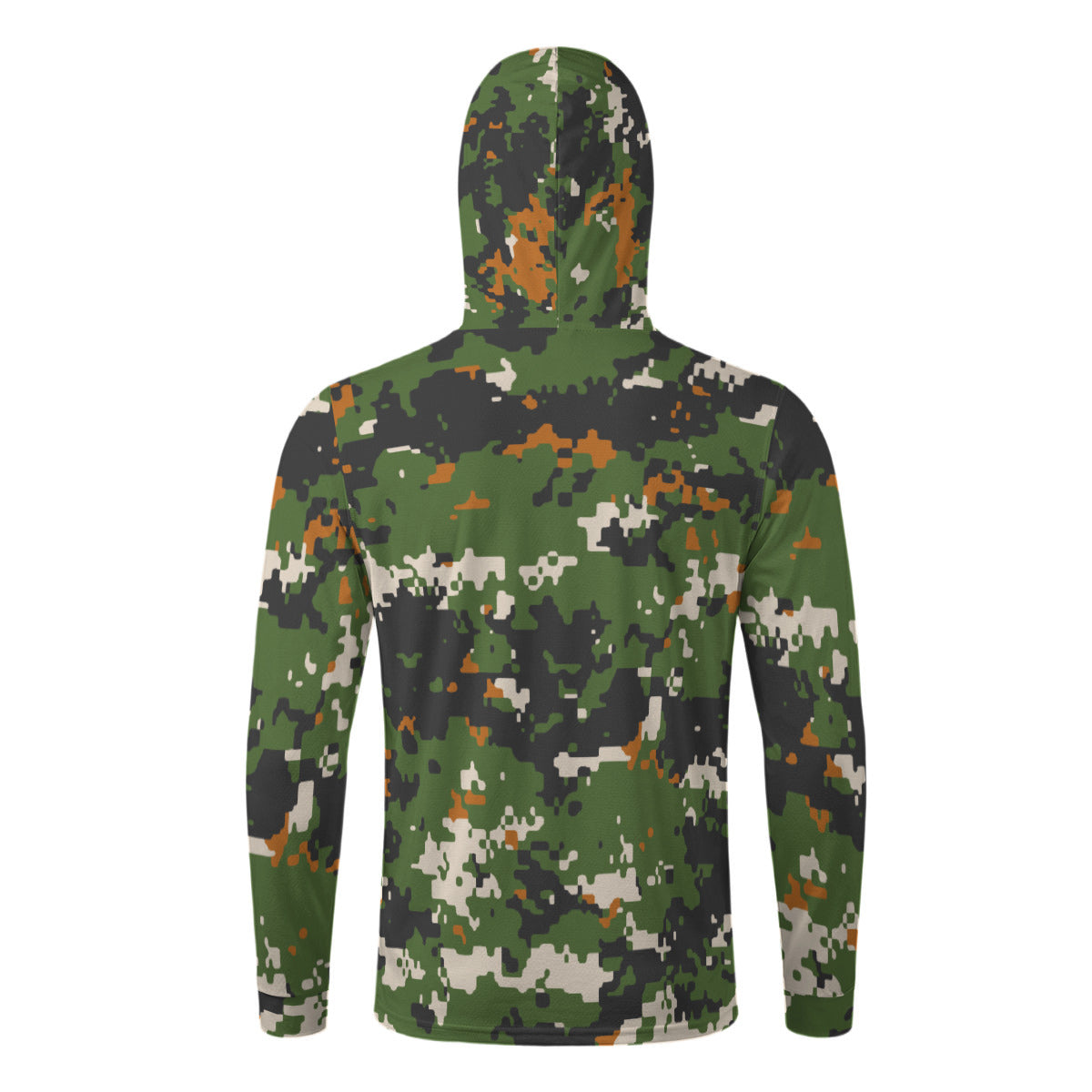 Green Forest Pixel Print Camouflage Men’s UPF-50 Sun Protection Hoodie with Face Cover