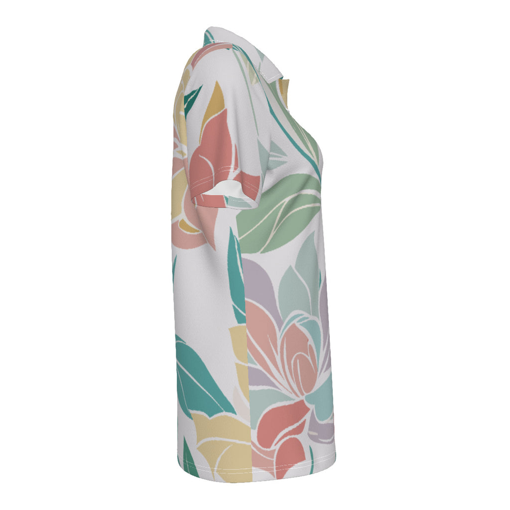 Multi-color Floral Print Women's UV Protection POLO Shirt