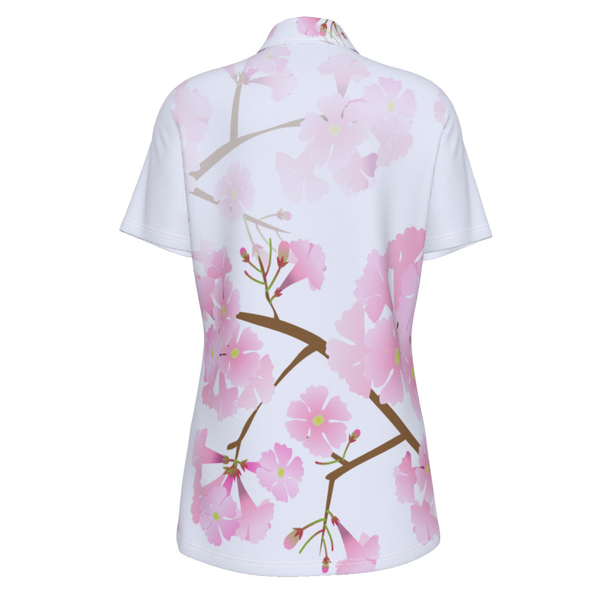 Pink Trumpet Flower Print Women's UV Protection POLO Shirt