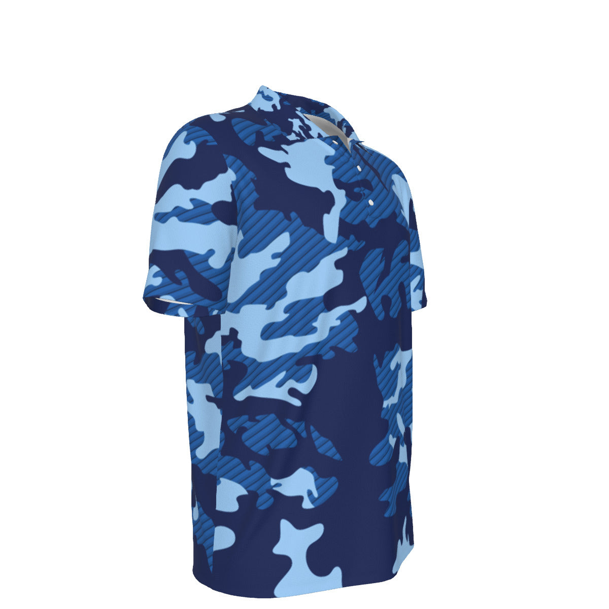 Blue on Blue Camouflage Men's UPF 50 POLO Shirt