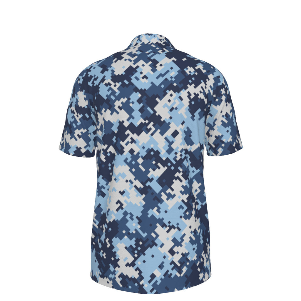 Blue Pixel Camouflage Men's UPF 50 POLO Shirt