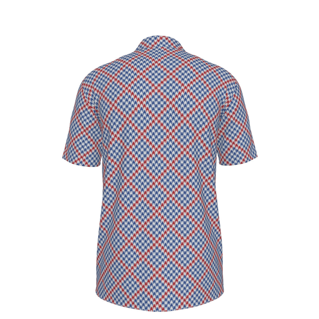 Blue and Orange Houndstooth Men's UV Protection POLO Shirt