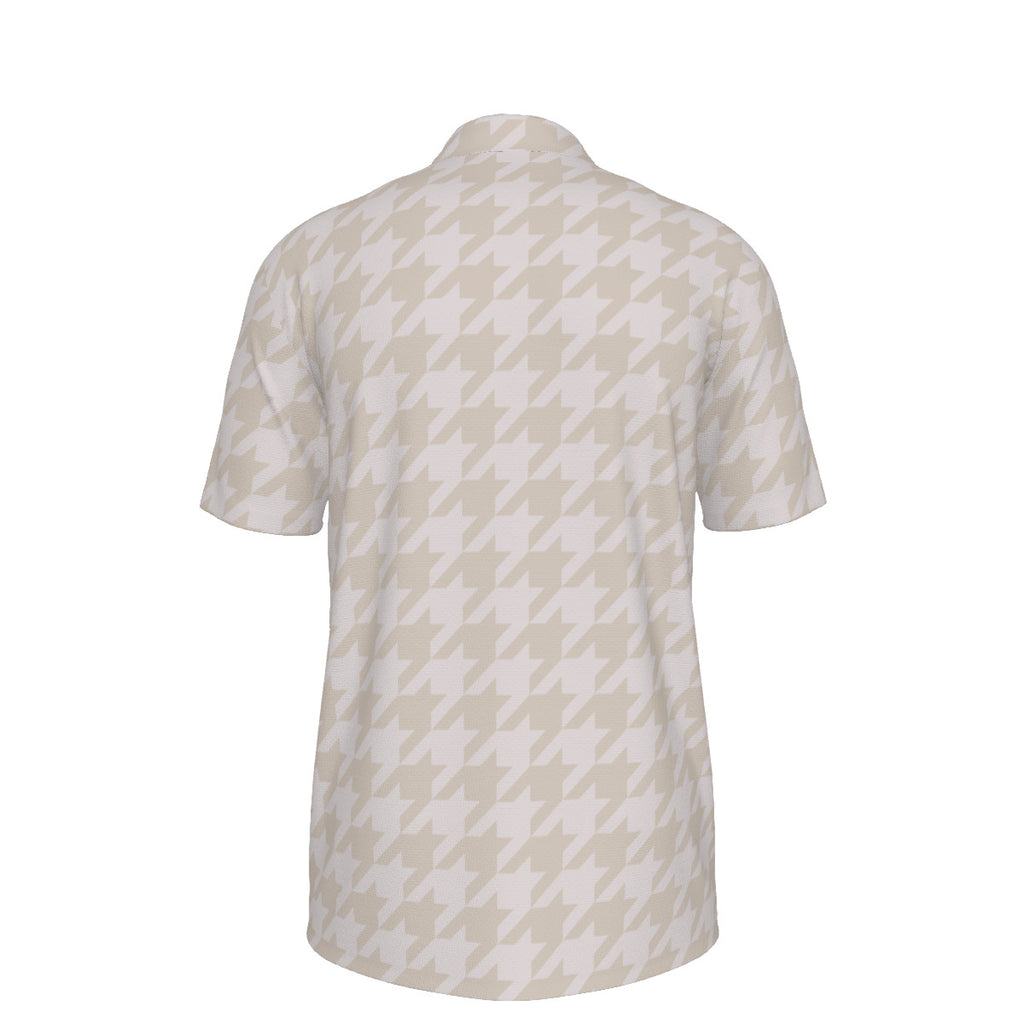Beige Houndstooth Men's UPF 50 POLO Shirt