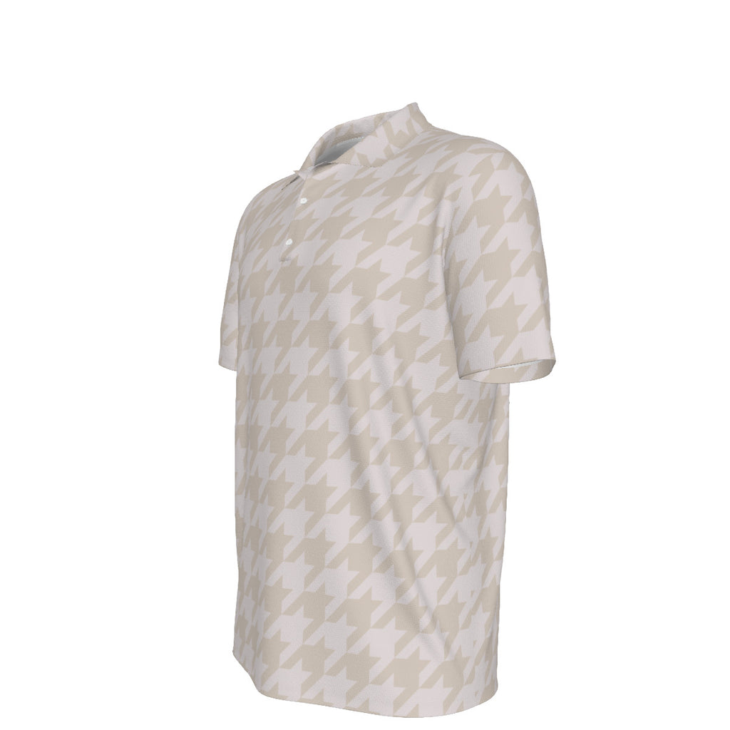 Beige Houndstooth Men's UPF 50 POLO Shirt