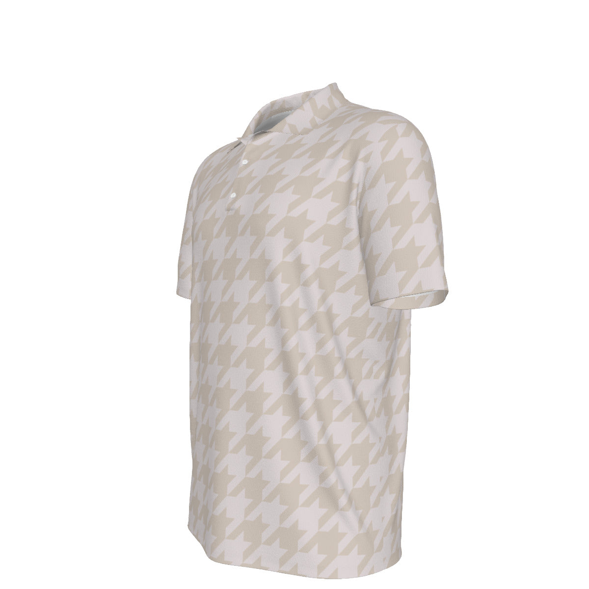 Beige Houndstooth Men's UPF 50 POLO Shirt