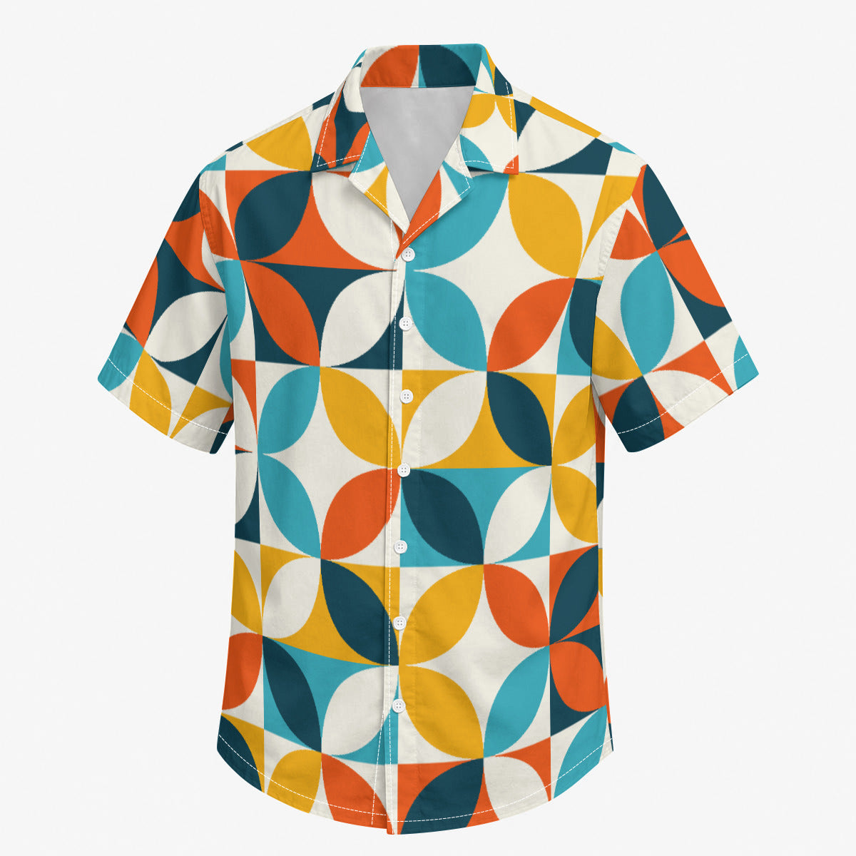 Retro Print Men's Hawaiian-Style Cotton Shirt |115GSM Cotton poplin