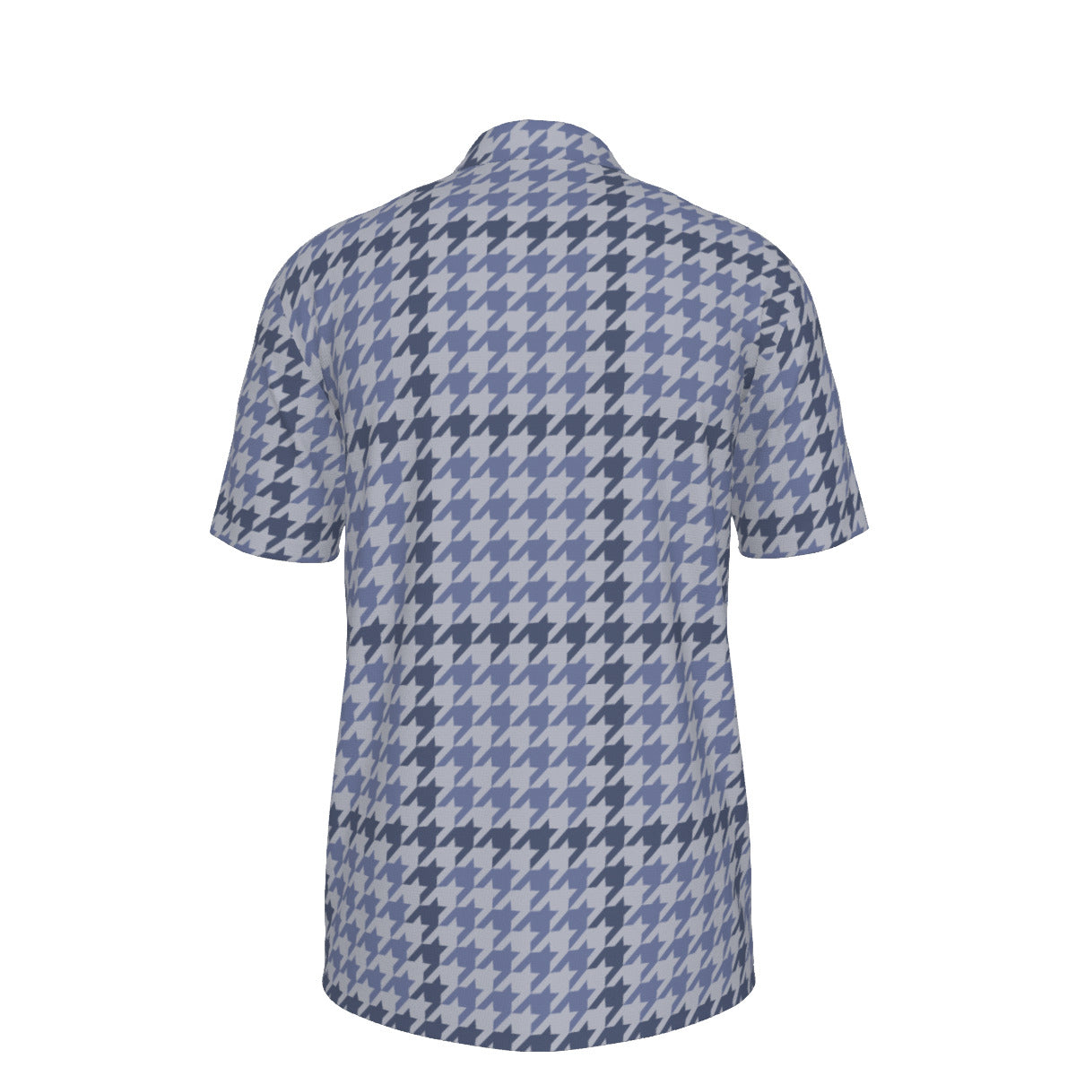 Blue and Gray Houndstooth Men's UV Protection POLO Shirt