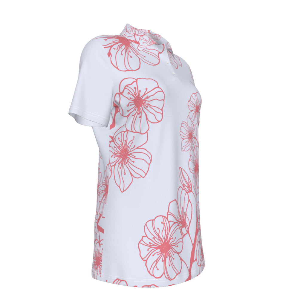 Sakura Flower Print Women's UV Protection POLO Shirt