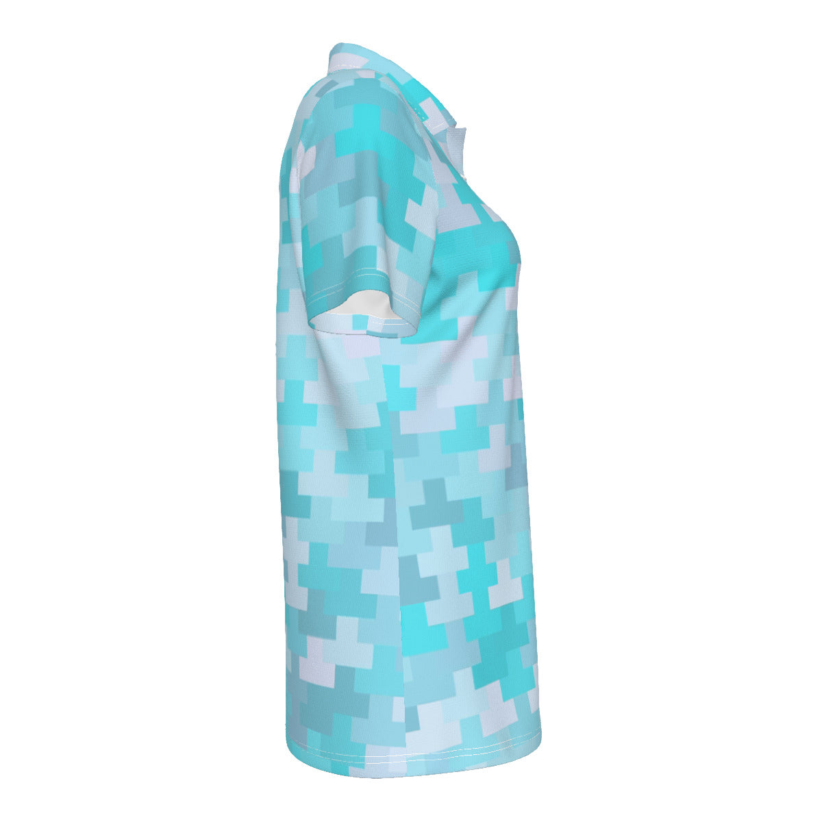 Women's Aquamarine Pixel Print Women's UV Protection POLO Shirt
