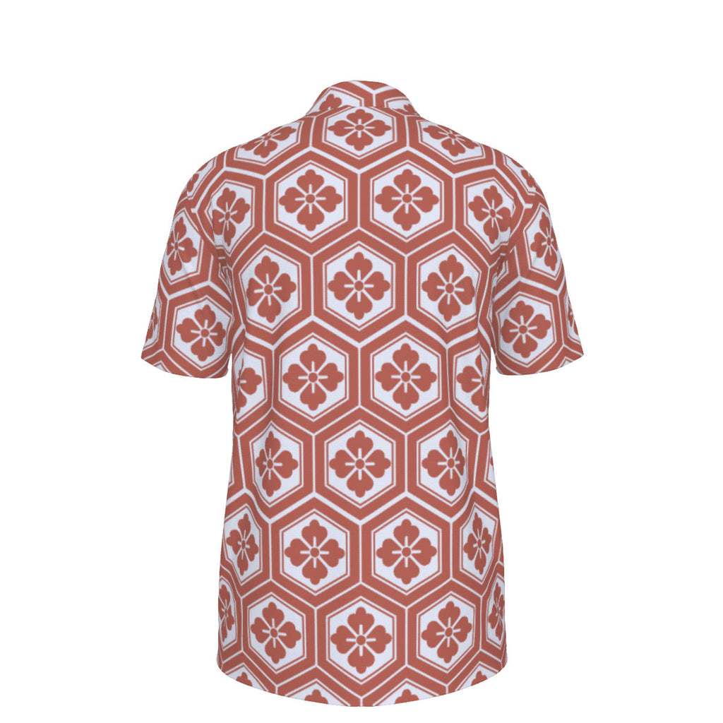 Red Samurai Style Print Men's UV Protection POLO Shirt