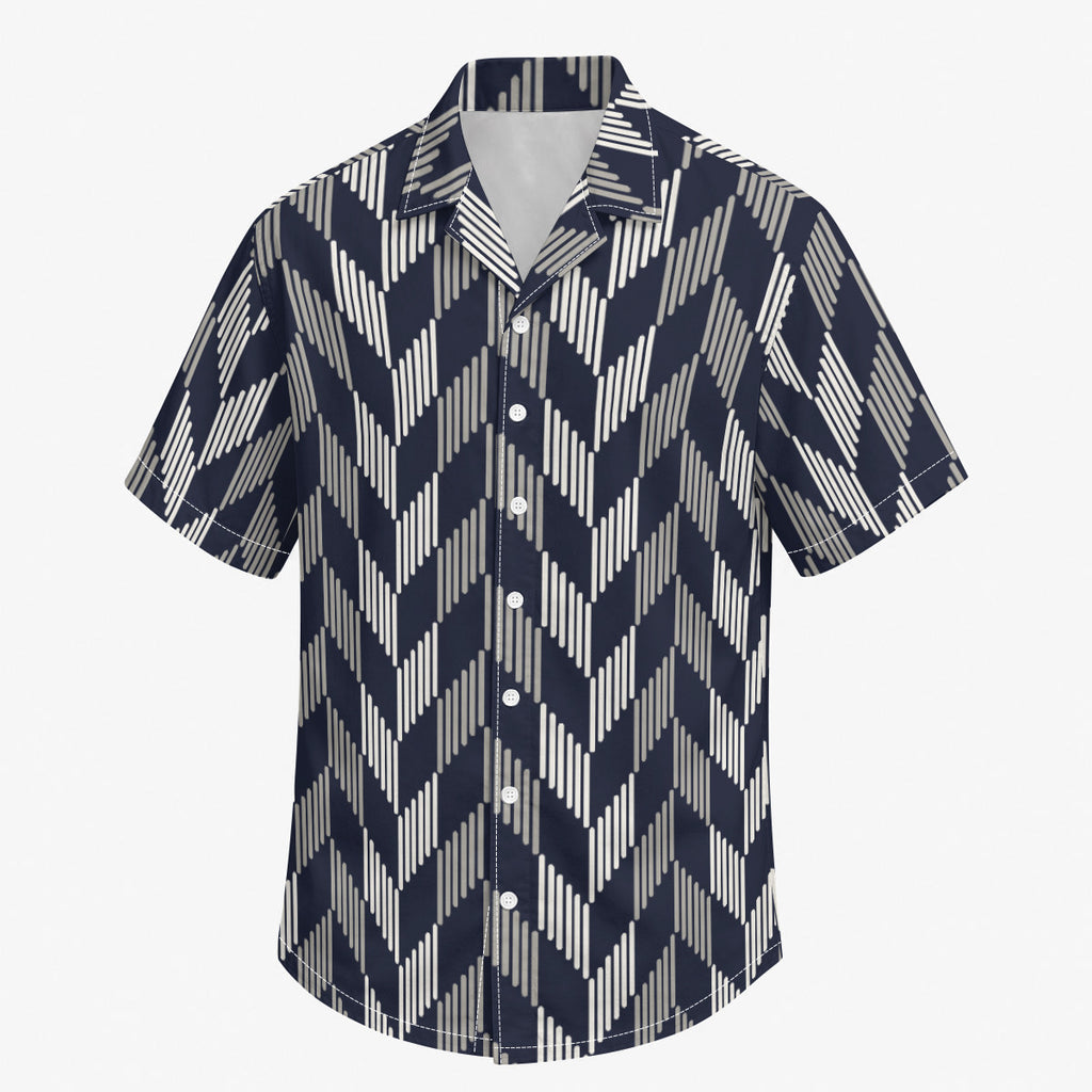 Black and Gray Feather Print Men's Hawaiian Shirt | 115GSM Cotton poplin