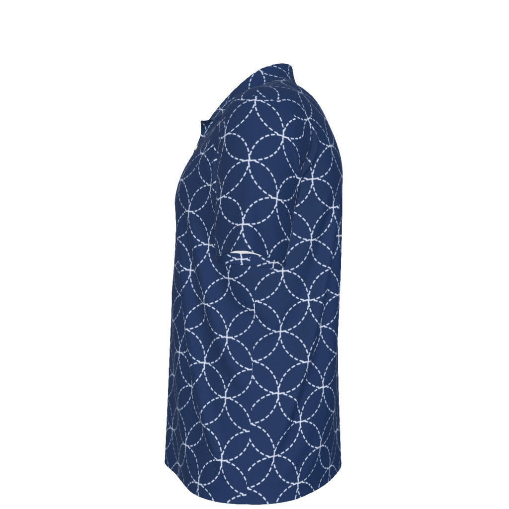 Blue Geometric Circles Men's UPF 50 POLO Shirt