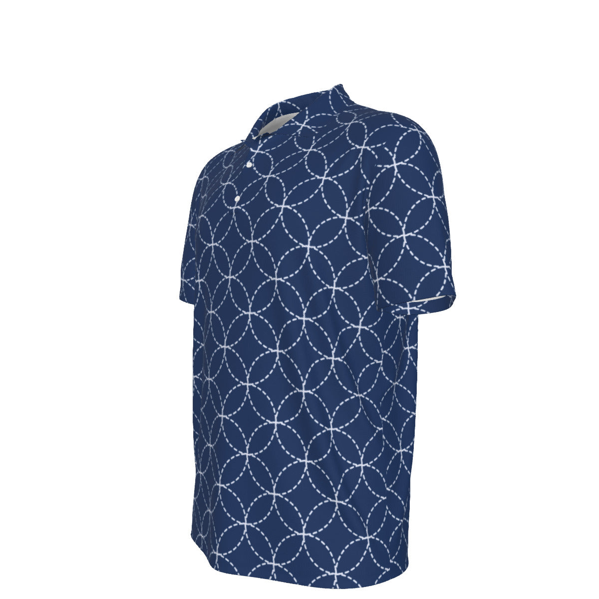 Blue Geometric Circles Men's UPF 50 POLO Shirt