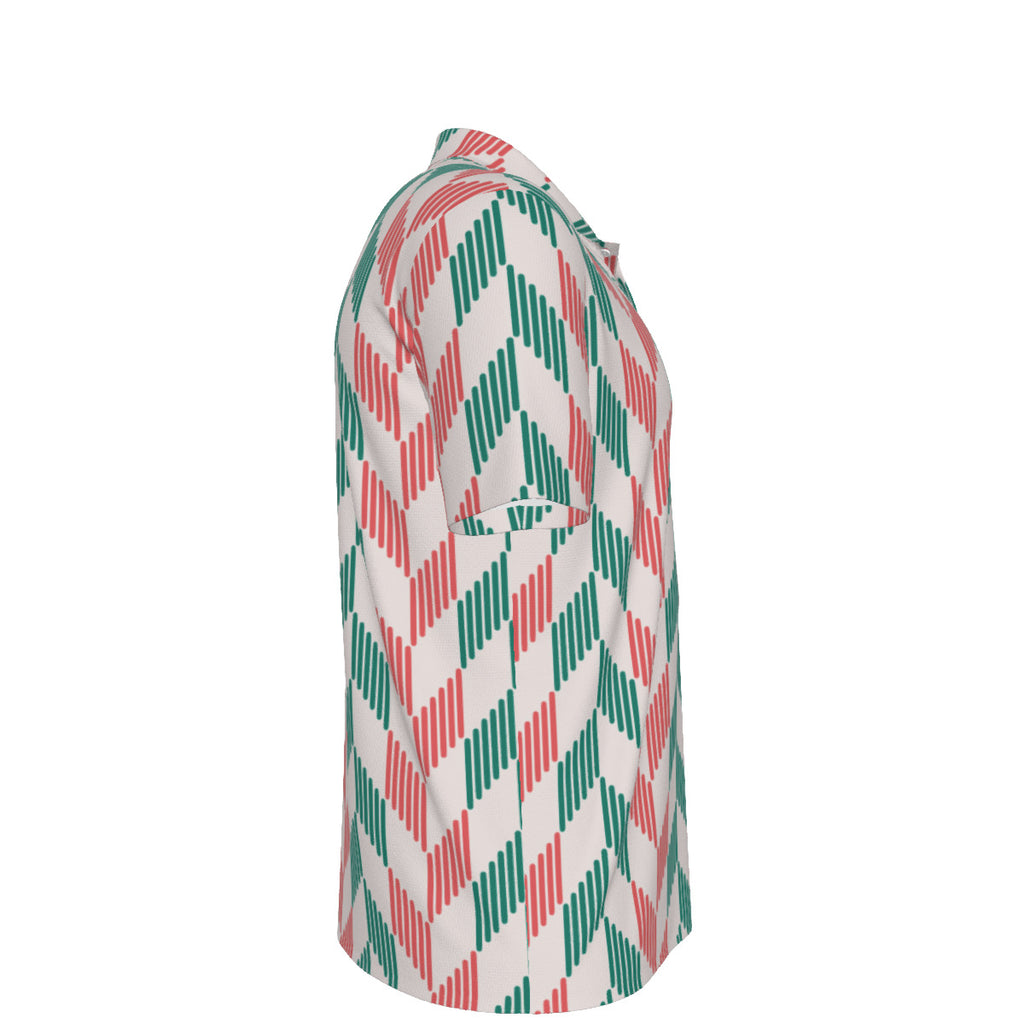 Red and Green Feather Print Men's UV Protection POLO Shirt