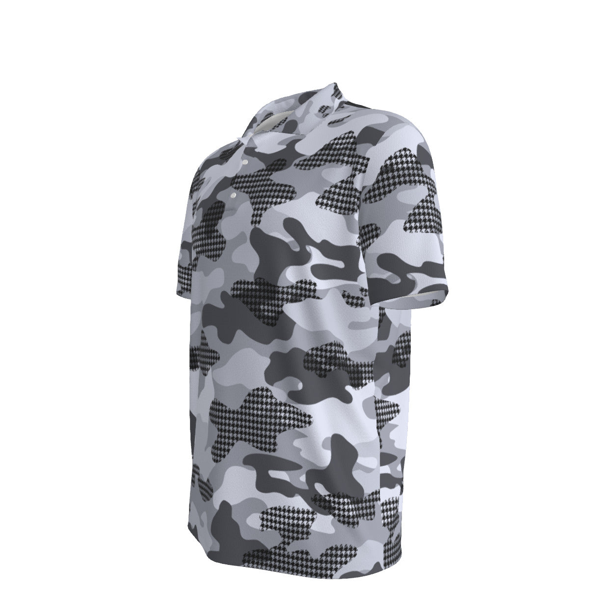 Black White and Grayscale Camouflage Men's UPF 50 POLO Shirt