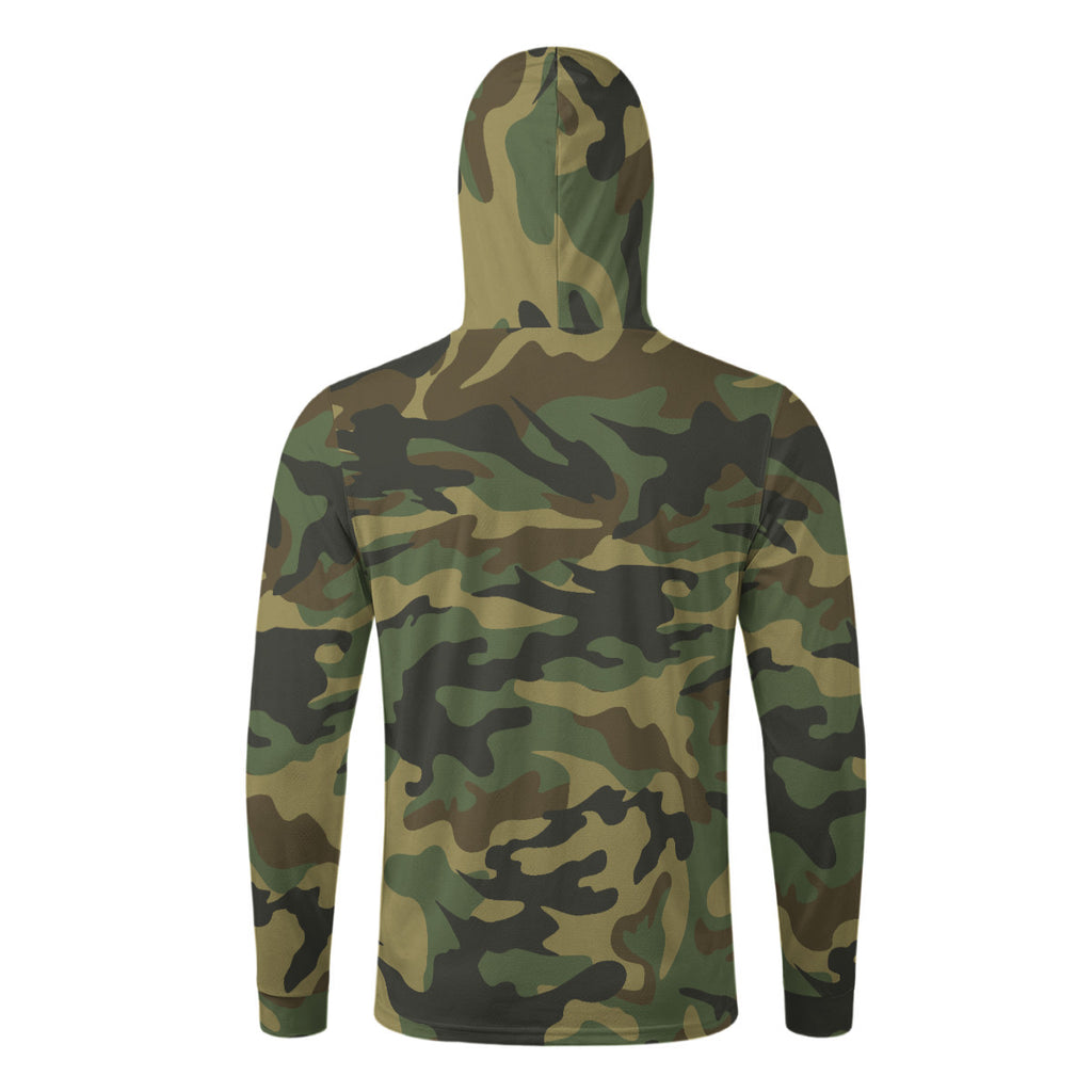 Army Camouflage Print Men’s UPF 50+ Sun Protection Hoodie with Face Cover and Thumb Holes