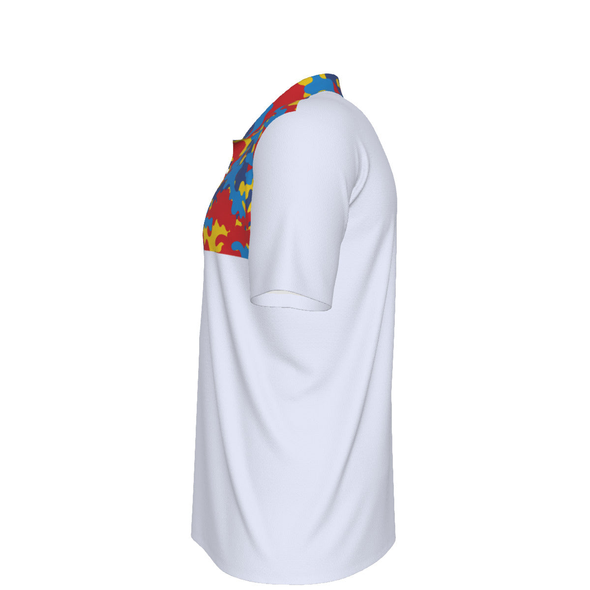 White Men's UV Protection POLO Shirt with Camouflage Accent