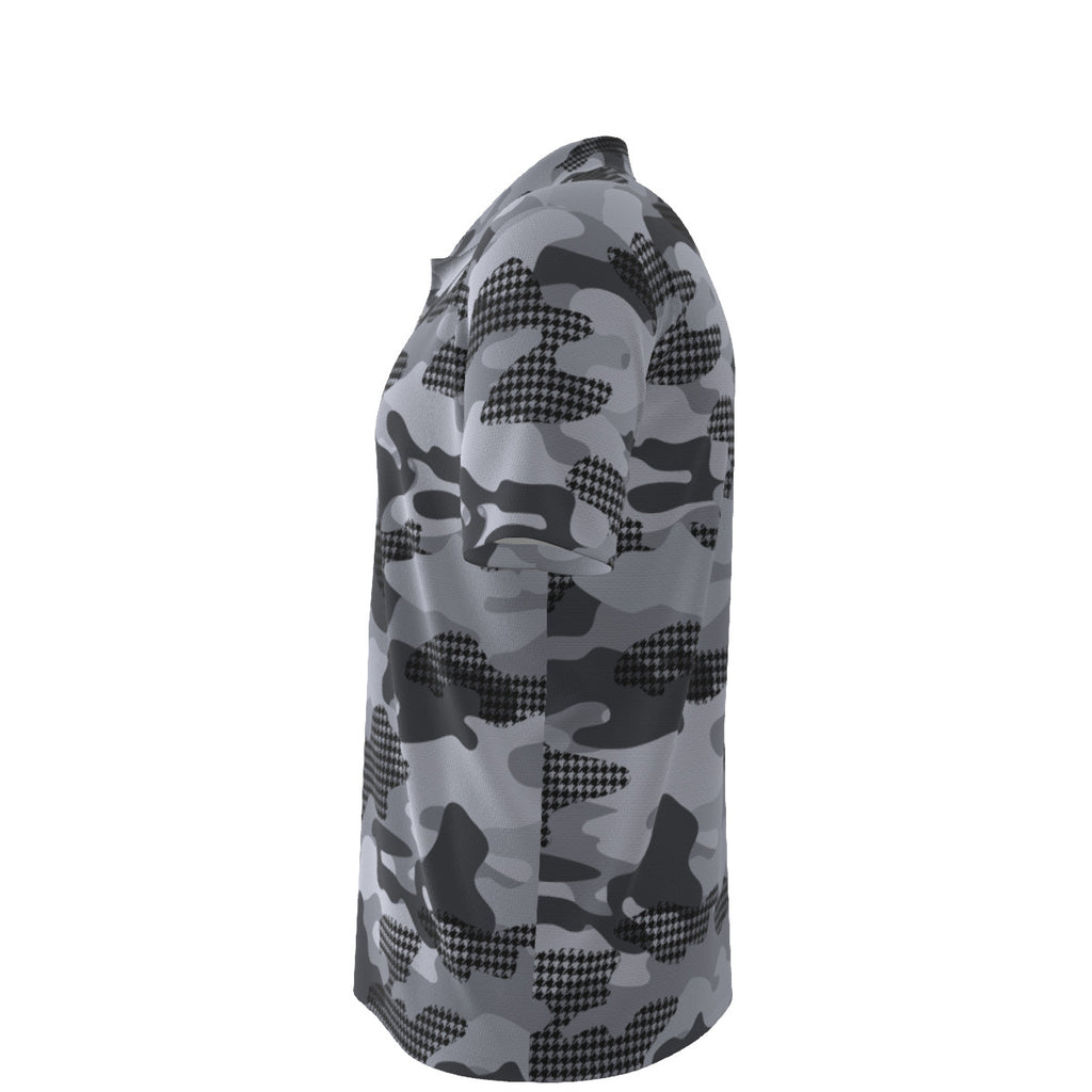 Black White and Grayscale Camouflage Men's UPF 50 POLO Shirt