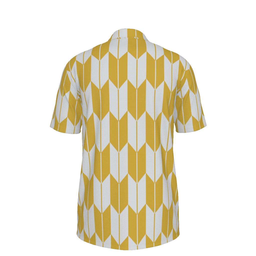 Vintage Yellow and White Men's UPF 50 POLO Shirt