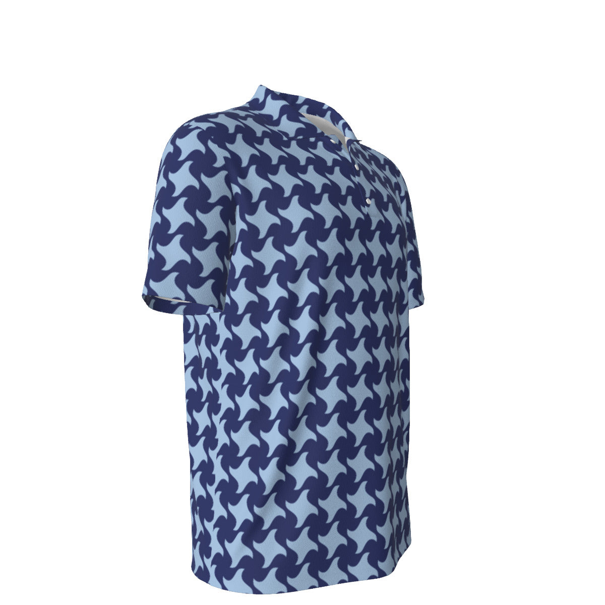 Blue on blue houndstooth Men's UV Protection POLO Shirt
